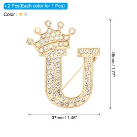 PATIKIL Letter Brooches Pins, Initial Rhinestone Alphabet Letter Lapel Pins for Women Suits Dress Coat Clothing Craft, Alloy Steel