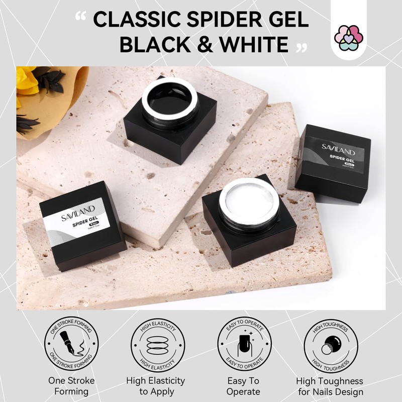SAVILAND 2 PCS Spider Gel Set: Black & White Spider