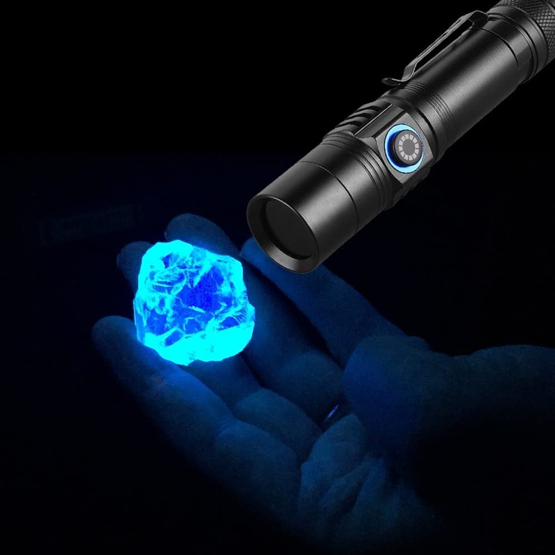 I0DO 365nm Shortwave Uv Light for Minerals Rock Hunting Black