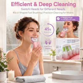 Cepillo de dientes eléctrico automático Sonic para adultos, limpieza oral de 360°, blanqueamiento de manchas IPX7, resistente al agua, recargable, cab