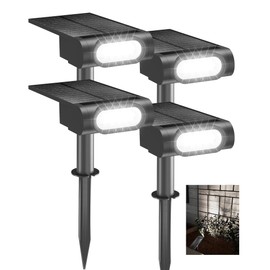 EZVALO Solar Spot Lights Outdoor Waterproof IP67, 3 Lighting Modes Landscape Spotlights, Efficient King-Size LEDs, Solar Powered for Garden Yard Pathway (4Pack-Cool White)