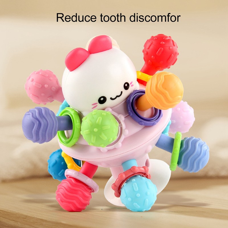 Baby Sensory Teether Toy Balls Chew Teething Ball Rattle Grasping