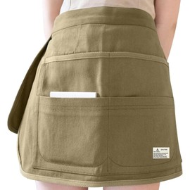EHERDM Canvas 9 Pockets Waist Apron Adjustable Hair Tools Organizer Makeup Apron Barber Stylist Apron Portable Hairdresser Bag Salon Aprons for Hair Stylist Bartender Gardener Craftsman Green