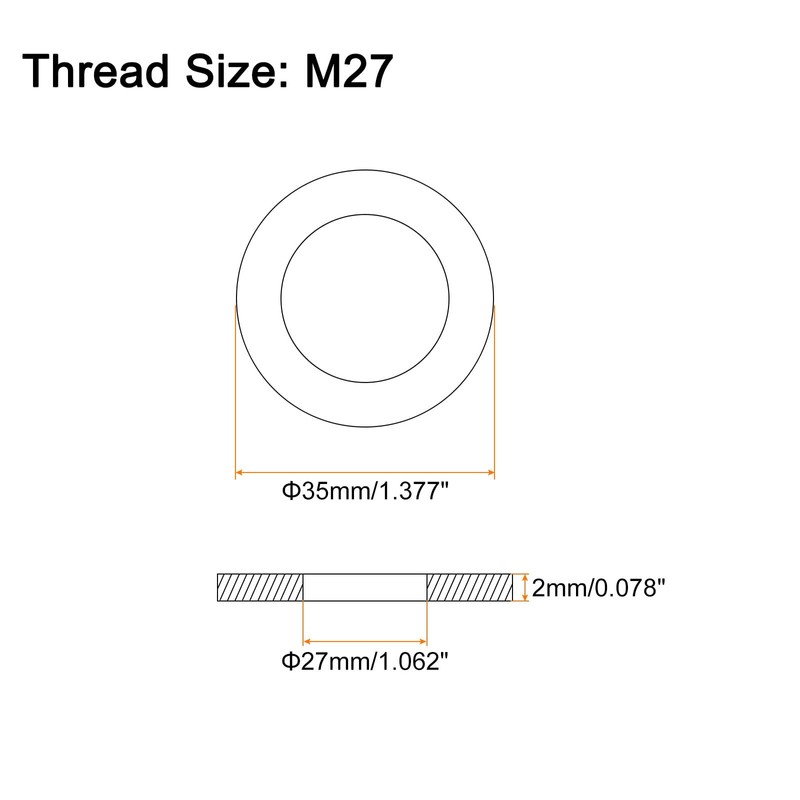 sourcing map 10Pcs M27 Flat Washer, Copper 27mm ID x