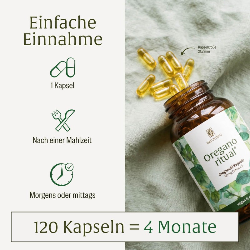 NATURTREU® Oregano Oil Capsules with Vitamin A, 120 Oregano Oil