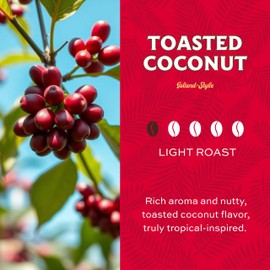 Lion Coffee, Arabica Coffee Beans, Light Roast, Premium Ground Coffee, Toasted Coconut Flavor, A Taste of Aloha, 10 Ounce Bag