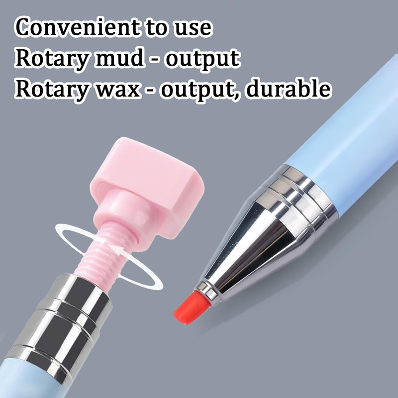 2 Pcs Rotating Rhinestone Picker Pen Set with 12 Wax
