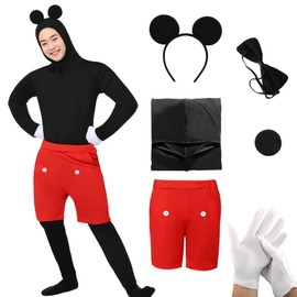 Formemory Halloween Cosplay, Mouse Costume, Full Body Tights, Black, Mouse, Cosplay, Black, Everyday Clothing, Long Sleeve, Costume, Christmas Costume, Christmas Costume, Party, Photography (XS)
