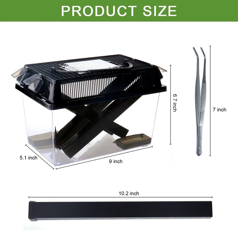 NANEEZOO Cricket Keeper, Equipped with Water & Food Feeding Dish,