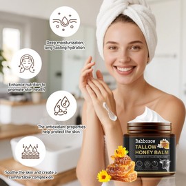 Beef Tallow Cream, Beef Tallow Cream Bio120 g, Beef Tallow and Honey Balm, Organic Grass-Fed Beef Tallow Sebum Balm, Quick Absorbent, Deep Hydration & Care for Face and Body