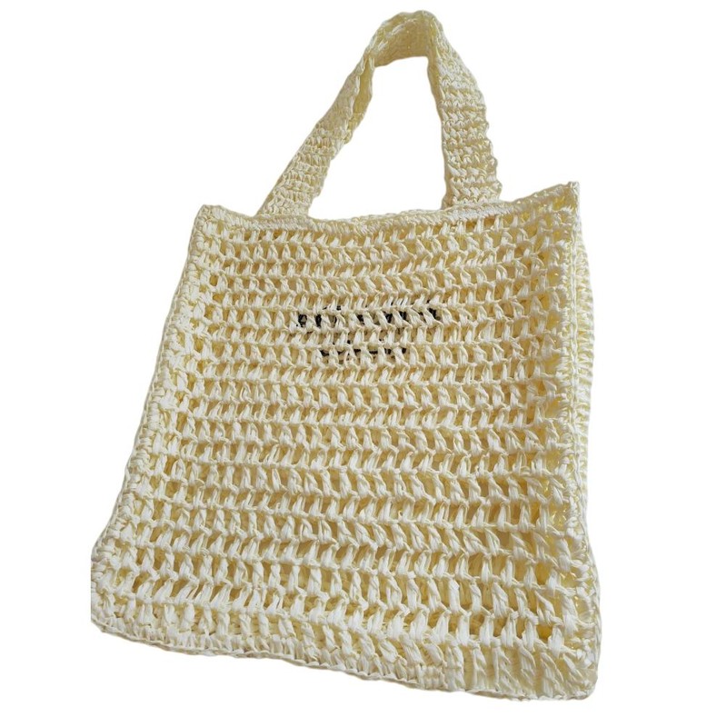 Handmade Straw Bag Travel Beach Fishing Net Handbag Hollow Casual