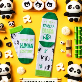 HAPPYPOP Funny Panda Gifts for Women Men Girls, Fun Panda Socks Panda Bear Gifts Stocking Stuffers for Mom Dad