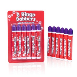 evelay 6 Bingo Dabbers – 20ml Slimline Markers | Assorted or Single Colours | Non-Drip Ink for Smooth Marking | Purple | Long-Lasting Bingo Pens for Home or Club