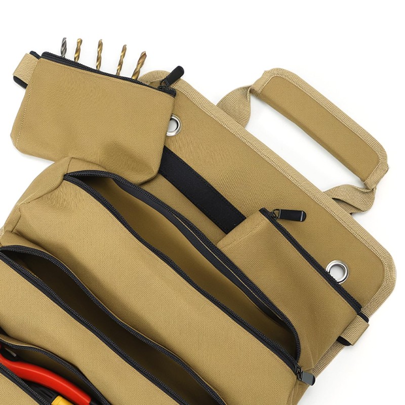 QWORK Roll-up tool bag with removable pockets, wear-resistant and waterproof