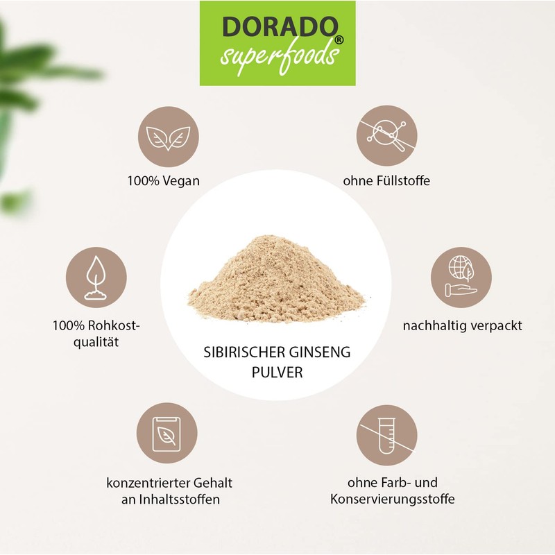 Siberian ginseng root powder, 1000 g, free from additives, taiga