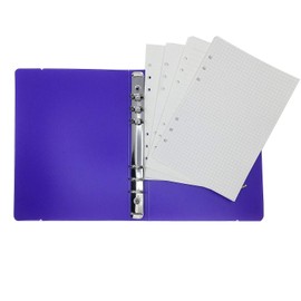 A6/ A5 6-Holes Colorful PP Cover Round Ring Binder Personal Organizer for Loose Leaf Sheet Refill Notebook/DIY Scrapbooking (White, A5 Mini Set)