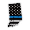 Distressed Indiana State Shaped Subdued Blue Line Sticker for Water