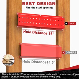 NattyDot Garage Tool Organizer Wall Mount 49.5inch With 9 Hooks,Shovel Holder Wall Mount Ski Rck for Garage Garden Tool Rack Heavy Duty(Red)