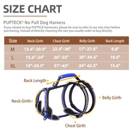 PUPTECK Escape Proof Dog Harness with Padded Handle, No Pull Pet Vest Harness Durable Reflective for Medium Large Dogs Walking Training and Running, Navy Blue, M