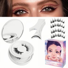 Magnetic Eyelashes Natural Look, Magnetic Lashes with Applicator, 2 Pair Reusable Eyelashes Magnetic Lashes, Easy to Wear and Remove