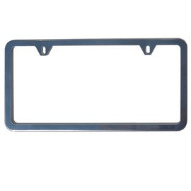 UFRAME Slim Style 2 Screw Holes Stainless Steel License Plate Frame Holder (Black Chrome)