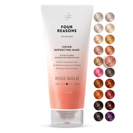 Four Reasons Máscara de color – Oro rosa – (19 colores) Tratamiento de tonificación, acondicionador de depositación de color, tono y mejora el cabello tratado con color – Tinte para cabello semipermanente, vegano y sin crueldad, 7.8 onzas líquidas