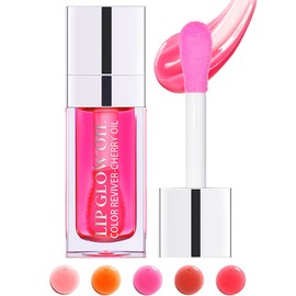 Hydrating Plumping Lip Glow Oil,Shine Tinted Lip Gloss,Glow Reviver Lip Oil,Long Lasting Moisturizing Clear Lip Plumper Oil Tint for Lip Care Dry Lips,Christmas Makeup Gift ( (#007 Raspberry Red)
