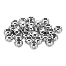 PATIKIL Smooth Round Spacer Beads, 50 Pcs 8mm OD 3.5mm ID 304 Stainless Steel Loose Balls Spacers Metallic Seamless Ball Beads for DIY Bracelet Necklace Earring Jewelry Making, Silver