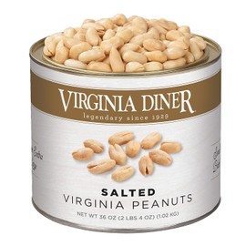 Virginia Diner Peanuts - Salted (36oz.) & Old Bay (9oz.) - Gift Bundle of 2 Resealable Cans By Lyza's Sweets & Treats