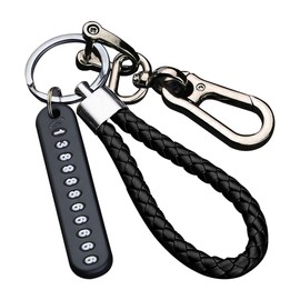 JNNJ Car Keychain, Car Charm Anti-Lost Keychain, Leather Braided Keyring Car Keychain, Multifunctional Cars Accessories Sophisticated Key Chain, Cars Key chain for Men and Women(Gunmetal/Black)