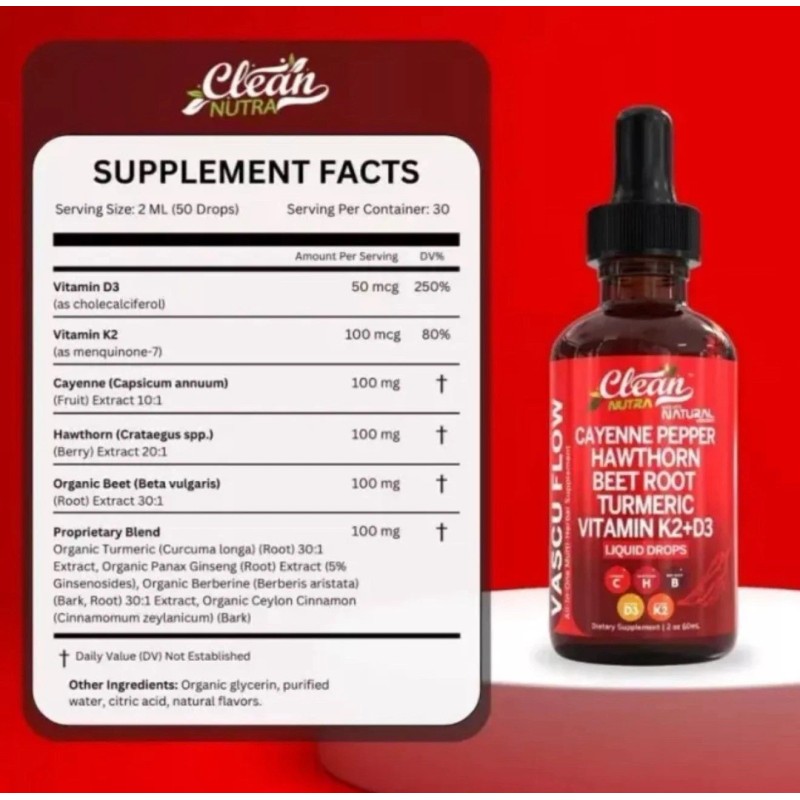 Clean Nutraceuticals Cayenne Pepper Supplement Liquid Drops + Hawthorn Berry,