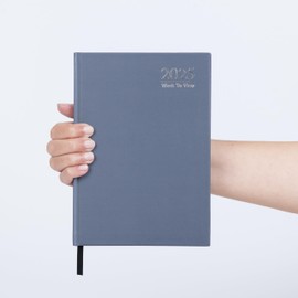 Evelay 2025 A5 Week To View Diary Full Year Planner Organiser Hardback Cover & Ribbon (Slate)