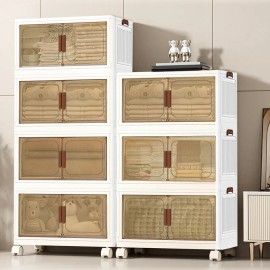 Multi-layer mobile storage cabinets are used for storing clothes books toys and grocery foldable storage boxescolor: White, size: 19.6*11.4*31 inch 3 layers