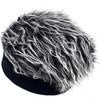 OKAWASI Knitted Hat with Wig, Men's Hat, Gray Wig, Stretchy,