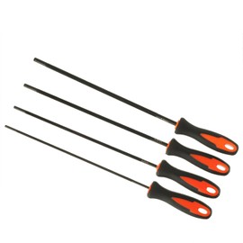 HUAREW Set of 4 file for chainsaw, file, chainsaw file, file set with handle, there are 4 sizes of 3.2 mm, 4.0 mm, 4.8 mm, 5.5 mm, suitable for chainsaws