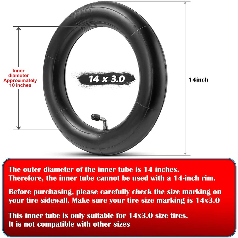 14x3.0 Tube with Bent Valve for Ebike 14x3.00 Inner Tube