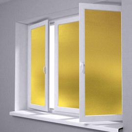 24"x48" (2FTx4FT) Yellow Color Frosted Glass Peel and Stick Window Film Home Bedroom Bathroom Privacy Waterproof Sticker Decal Free Tool Kit
