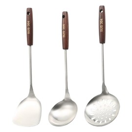 Asdays Wok Ladle Kitchen Wok Spatula Wok Utensils Scandinavian Spatula Cookware Stainless Steel (Set of 3)