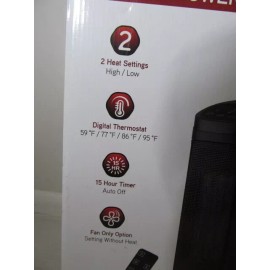 Konwin 16" Oscillating Ceramic Tower Heater for Medium Room Size, NSBK-150SK57R