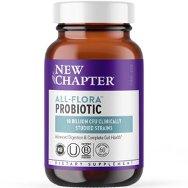 New Chapter New Chapter Probiotic All-Flora - 60 ct (2 Month Supply) for Advanced Digestion & Complete Gut Health with Prebiotics + Postbiotics, Clinically Studied Strains, 100% Vegan, Non-GMO, Shelf Stable