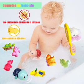 XGHEO 10PCS Juguetes de Baño para Niños, Juego de Pesca para Niños Incluye 1 Redes de Pesca y 9 Animales Flotantes, Adecuados para Regalos de Cumpleaños para Niños