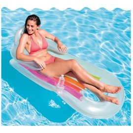 Inflatable Pool Floats Hammock,Water Floating Inflatable Lounge with Cup Holders Pool Float Adult for Party Summer Water Beach Lake Fun (White Float)