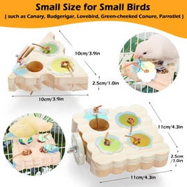 Jevnd 2Pcs Wooden Small Bird Foraging Toys, Interactive Parakeet Foraging Toys for Cage, Bird Enrichment Toys for Conure Slow Feeder, Budgie Cage Toy Puzzle, Parrot Toys for Small Sized Birds