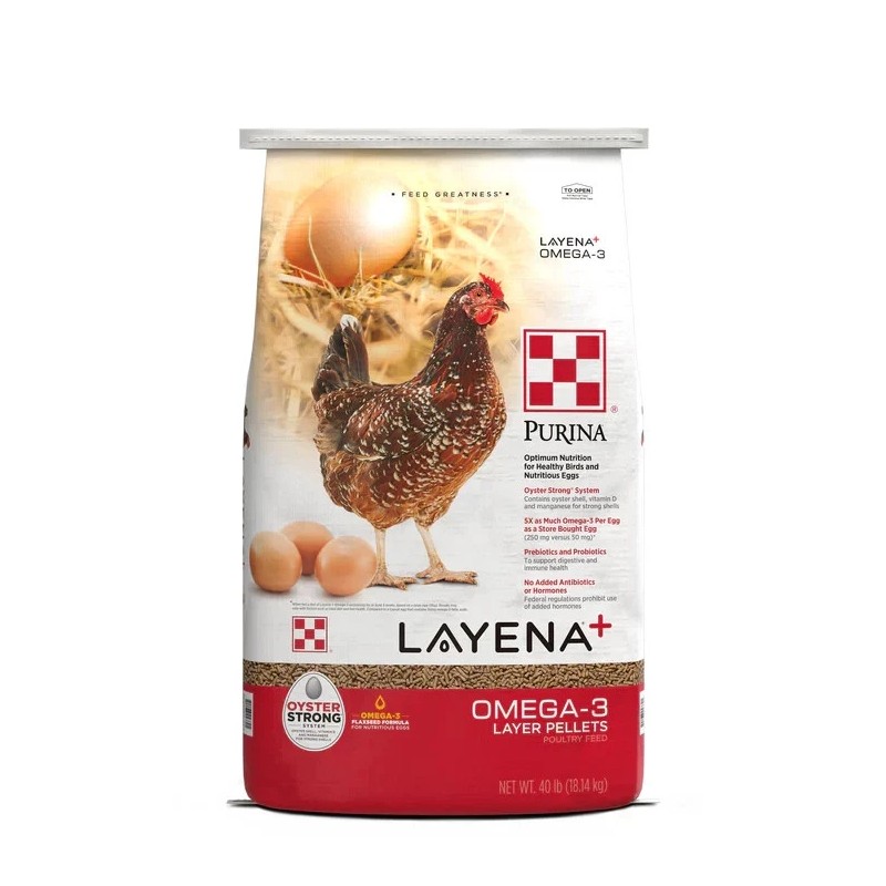 Purina Layena and Omega + Layer Chicken feed 40lbs -