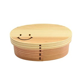 Karyu Magewappa Lunch Box Design-Smile L S21-32-13s Natural Approx. 7.9 x 5.2 x 2.6 inches (20 x 13.3 x 6.5 cm)