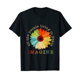 Imagine All The People Daisy Vintage Black 3X-Large T-Shirt