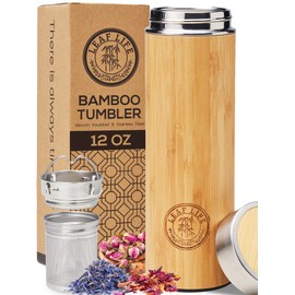 LeafLife Premium Bamboo Tea Bottle for Loose Tea - Tea Infuser Bottle - Tea Gifts - Insulated Water Bottle/Coffee Tumbler/Tea - Tea Gift Set, Tea Accessories - Tea Tumbler 12oz