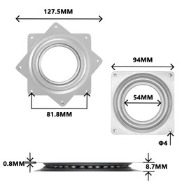 GisWell Pack of 9 Swivel Bearing Swivel Plate, Swivel Fitting, 4 Inch / 0.8 mm Galvanised Square Turntable TV with 8 Screws, Swivel Bearing Swivel Plate with Locking for TV, Sofa, Chair