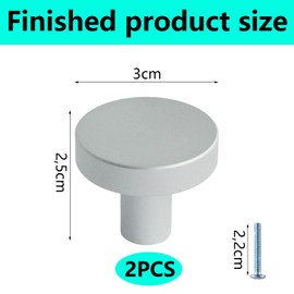 QZKJQDD 2 Pack Silver Cupboard Knobs, Single Hole Cupboard Handle, Aluminum Alloy Cabinet Knobs with Screws for Kitchen Wardrobes Bathroom Home Decoration