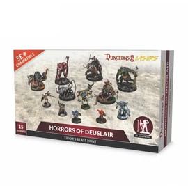 Dungeons & Lasers: Horrors of Deuslair - 15 Miniatures with Scenic Bases - DND Figurine Set for Tabletop RPG Games 5E Compatible - Unpainted and Unassembled - Ages 14+